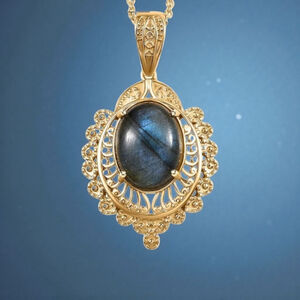 Blue Labradorite 10.25 ctw Necklace in 18K YG Plated Stainless Steel